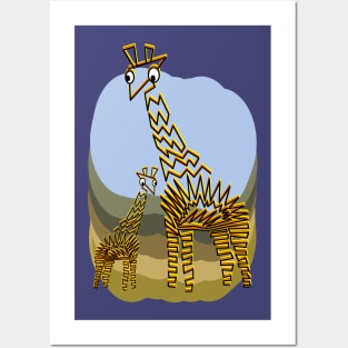 Giraffe and Calf Posters and Art